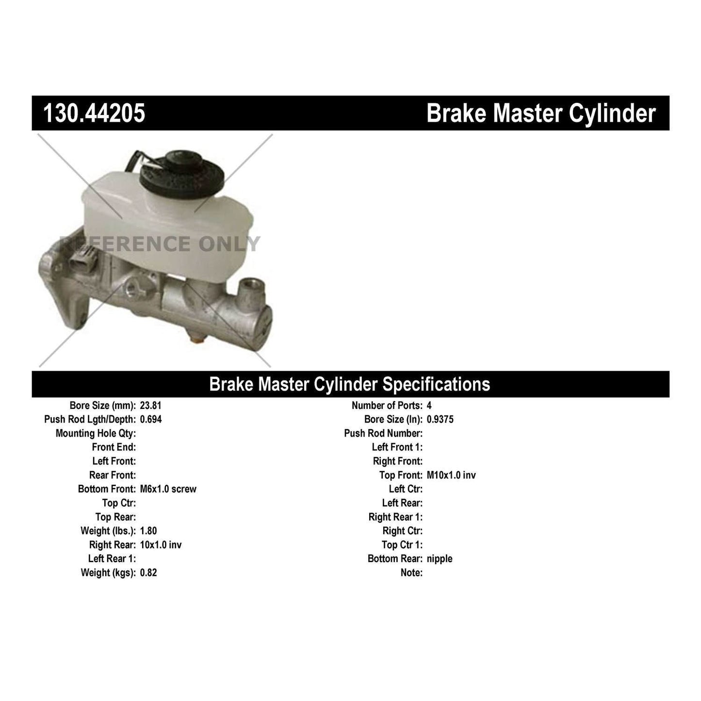 Centric Parts Brake Master Cylinder 130.44205