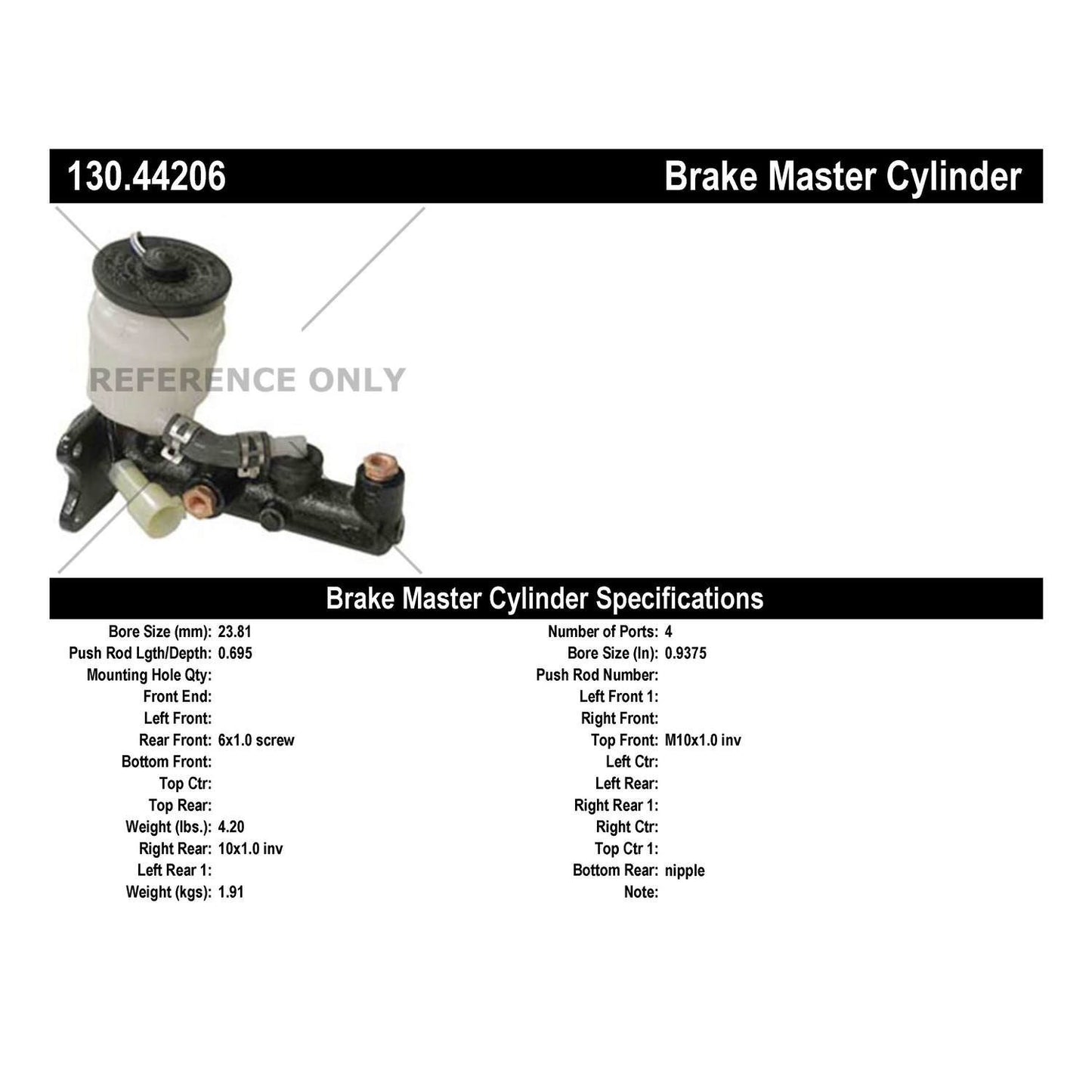 Centric Parts Premium Brake Master Cylinder 130.44206