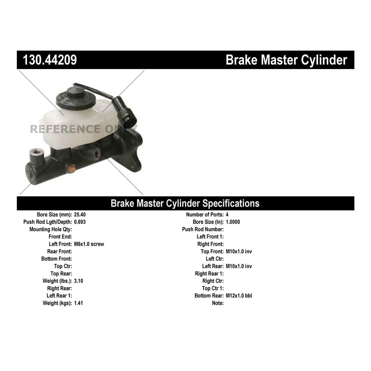 Centric Parts Premium Brake Master Cylinder 130.44209
