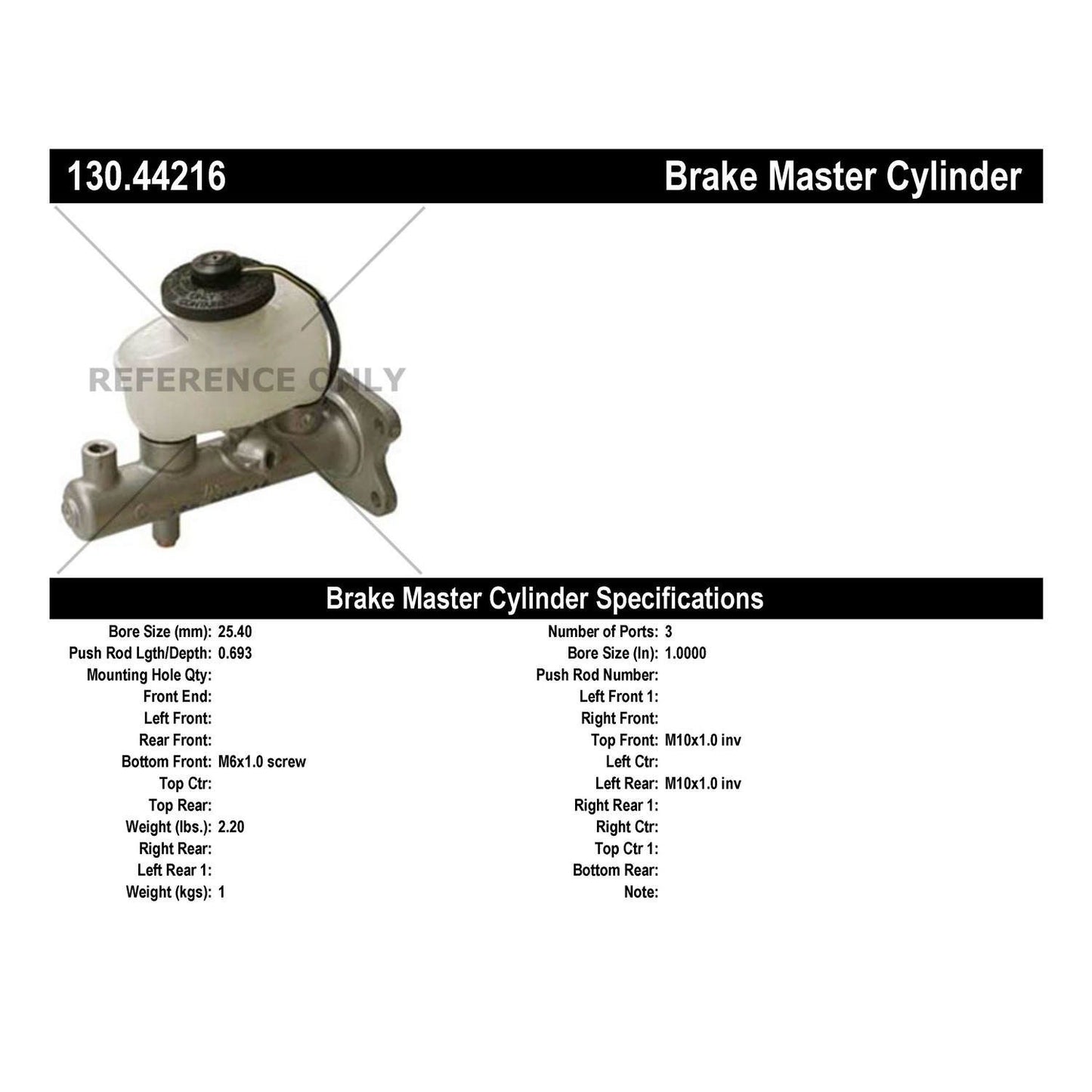 Centric Parts Brake Master Cylinder 130.44216
