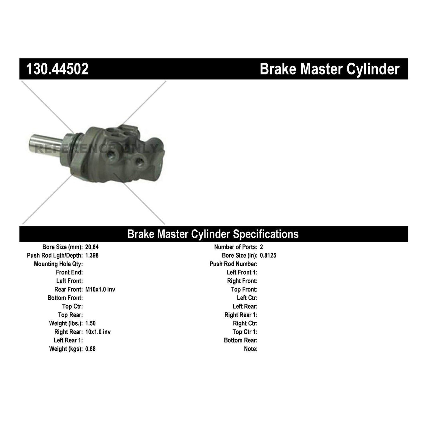 Centric Parts Premium Brake Master Cylinder 130.44502