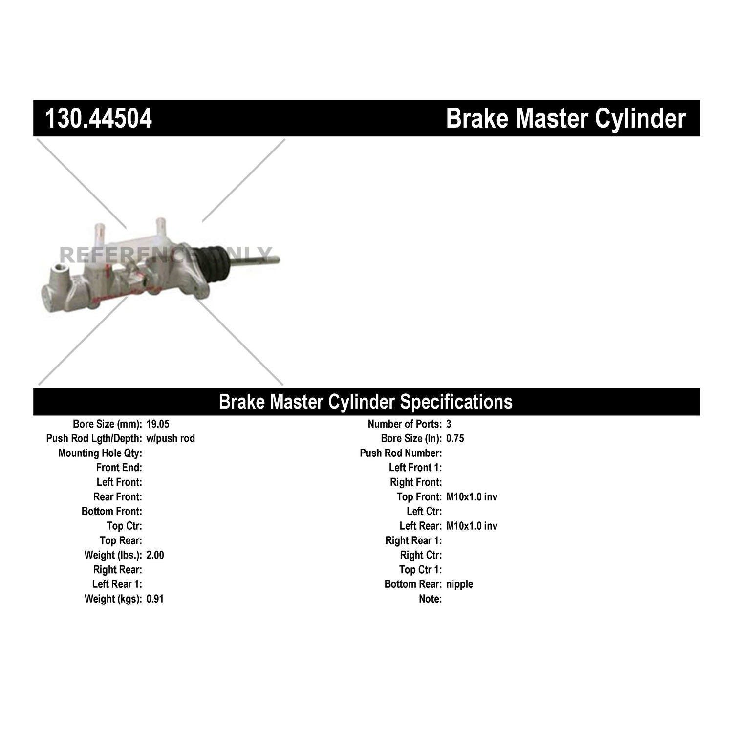 Centric Parts Premium Brake Master Cylinder 130.44504