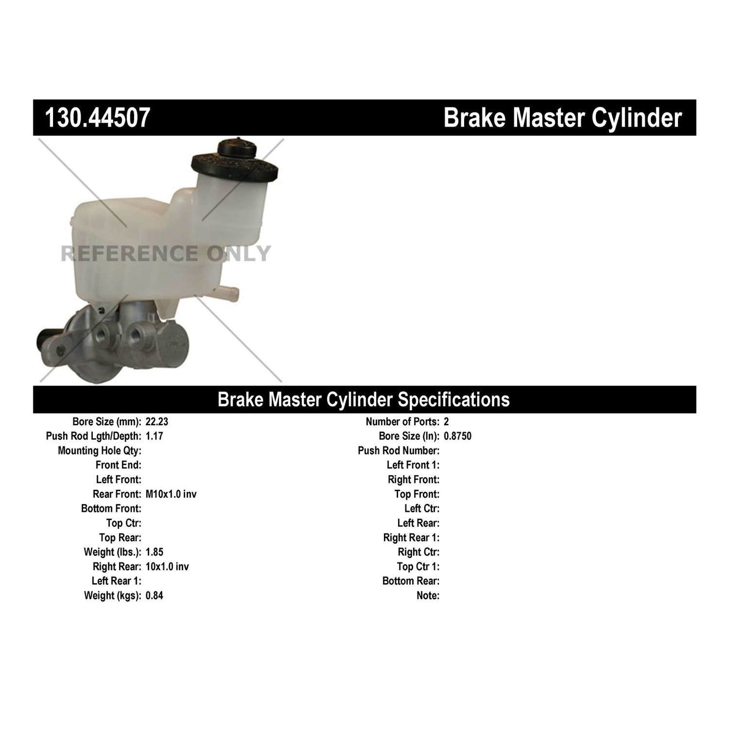 Centric Parts Brake Master Cylinder with Reservoir 130.44507