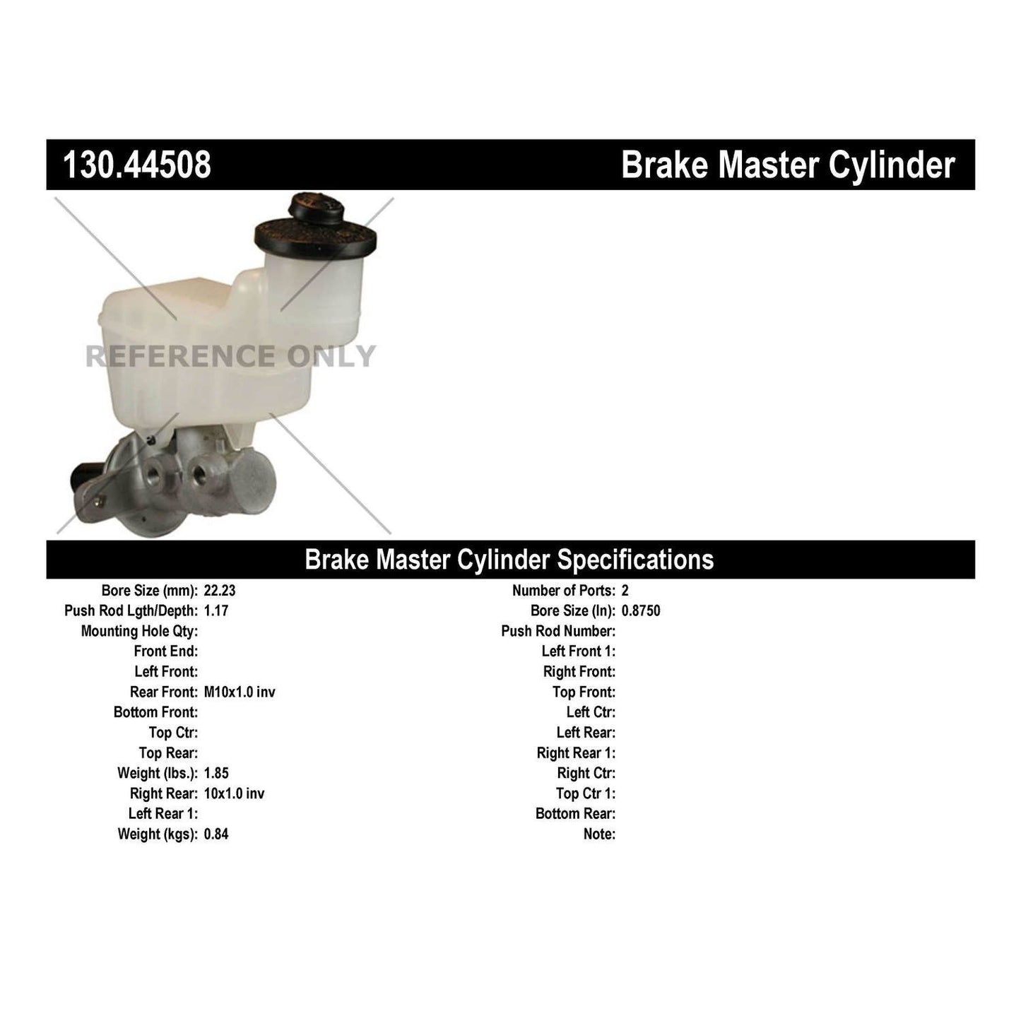 Centric Parts Brake Master Cylinder 130.44508