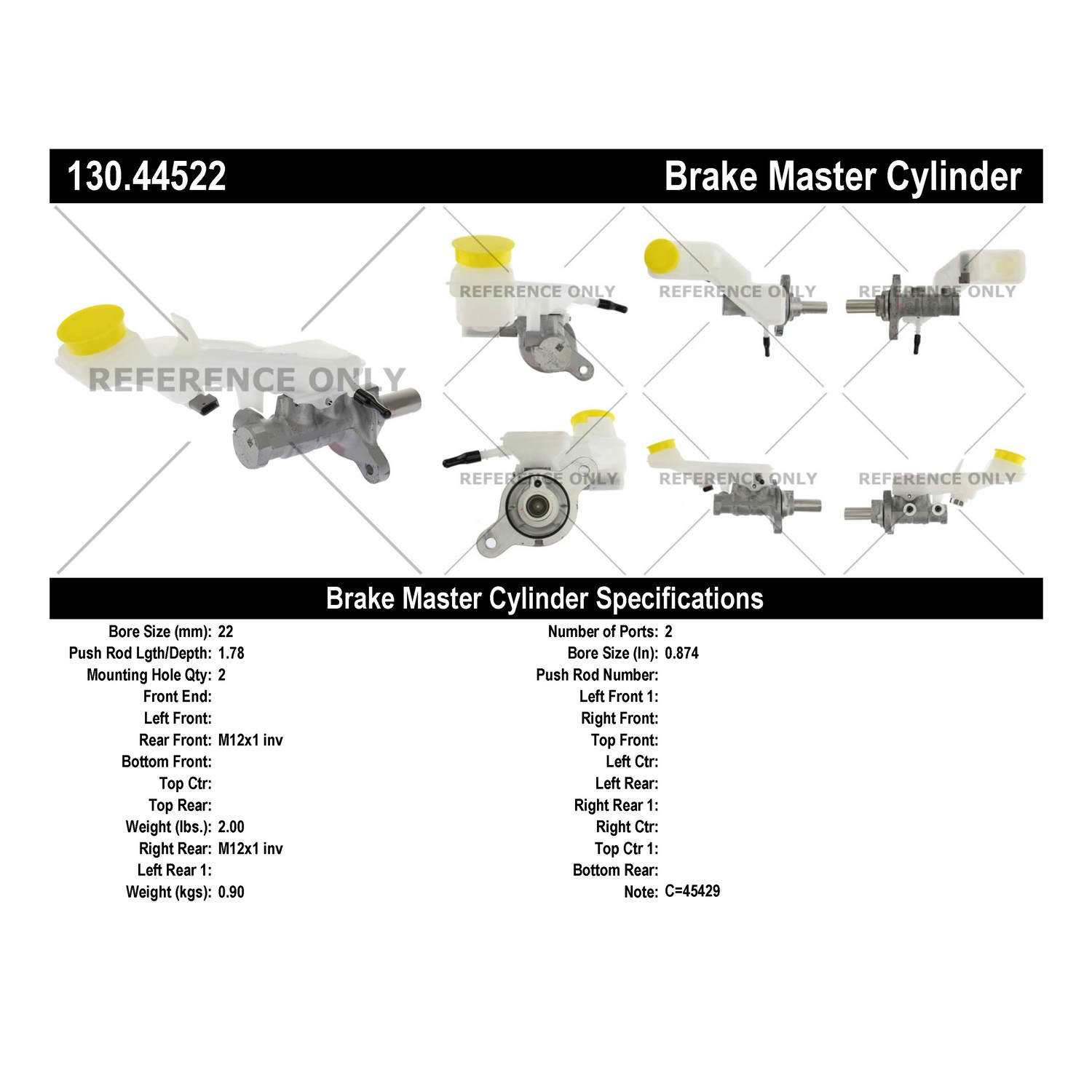 Centric Parts Premium Brake Master Cylinder 130.44522