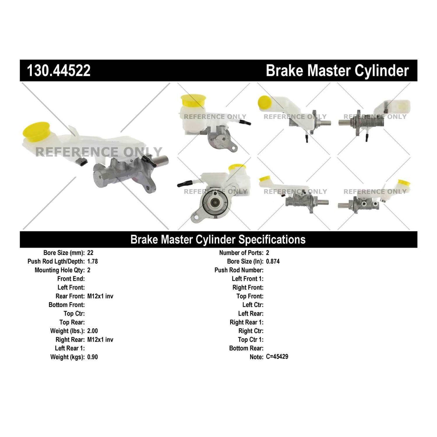 Centric Parts Brake Master Cylinder Premium 130.44522