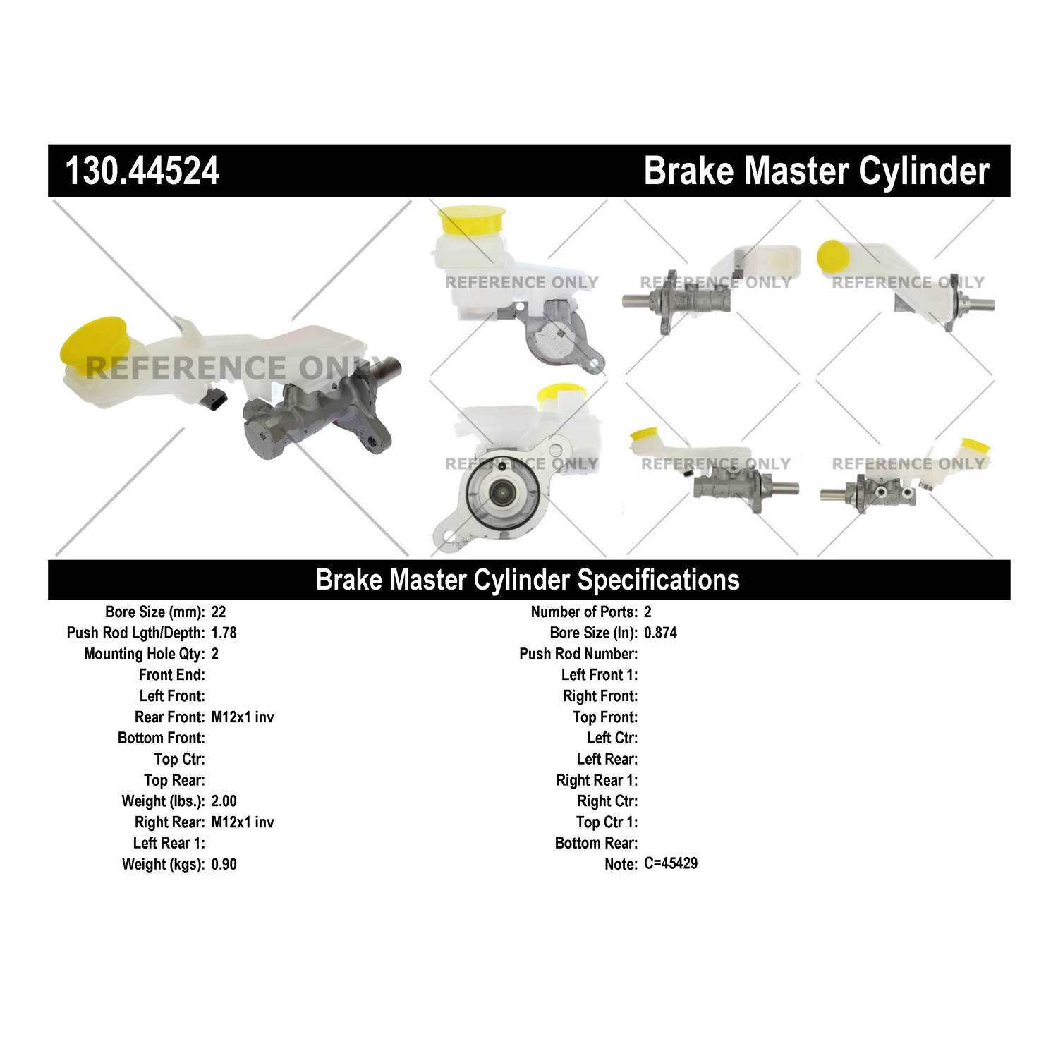 Centric Parts Premium Brake Master Cylinder 130.44524