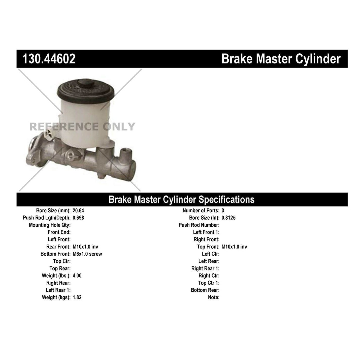 Centric Parts Premium Brake Master Cylinder 130.44602