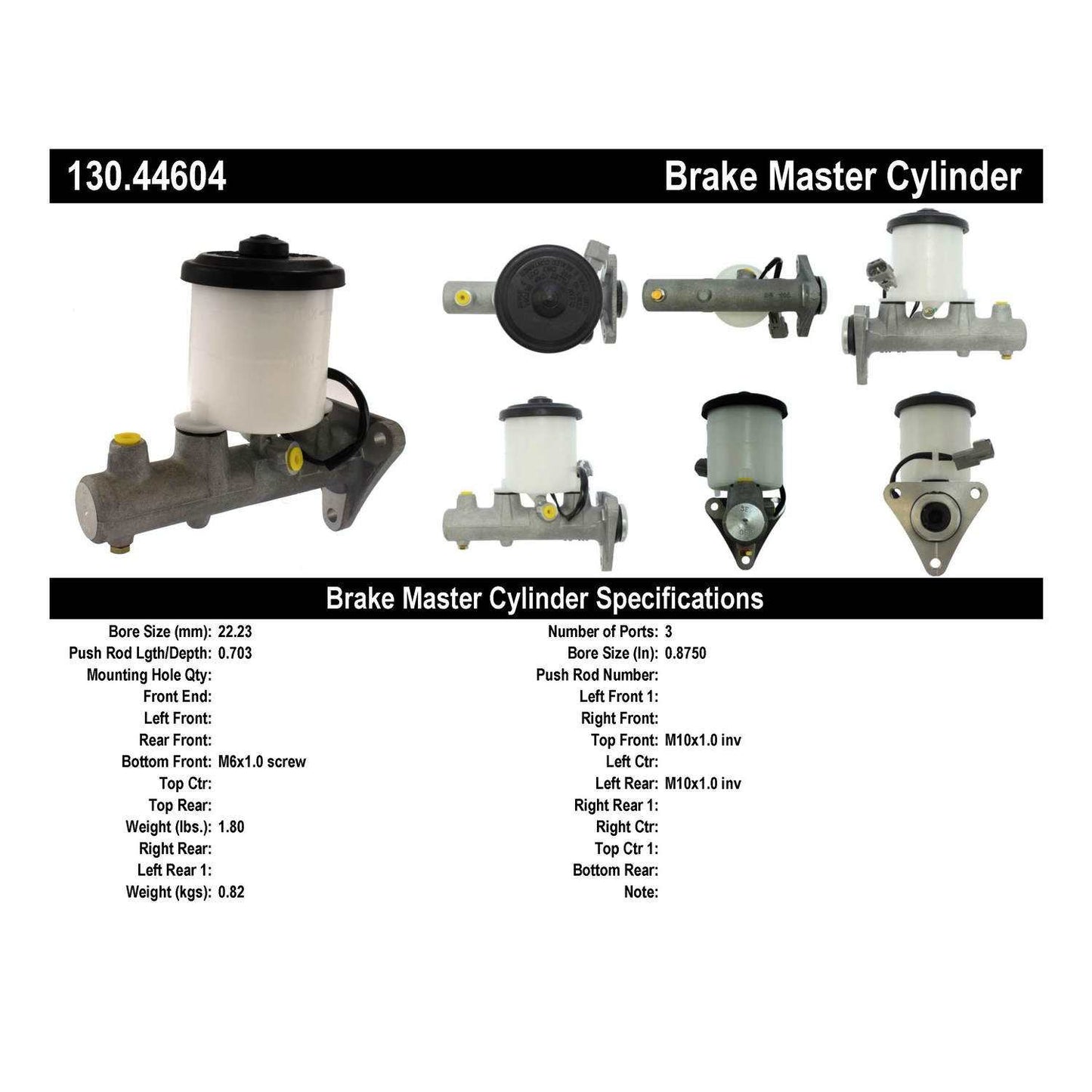 Centric Parts Premium Brake Master Cylinder 130.44604