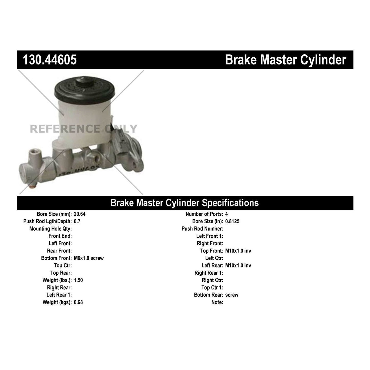 Centric Parts Brake Master Cylinder 130.44605