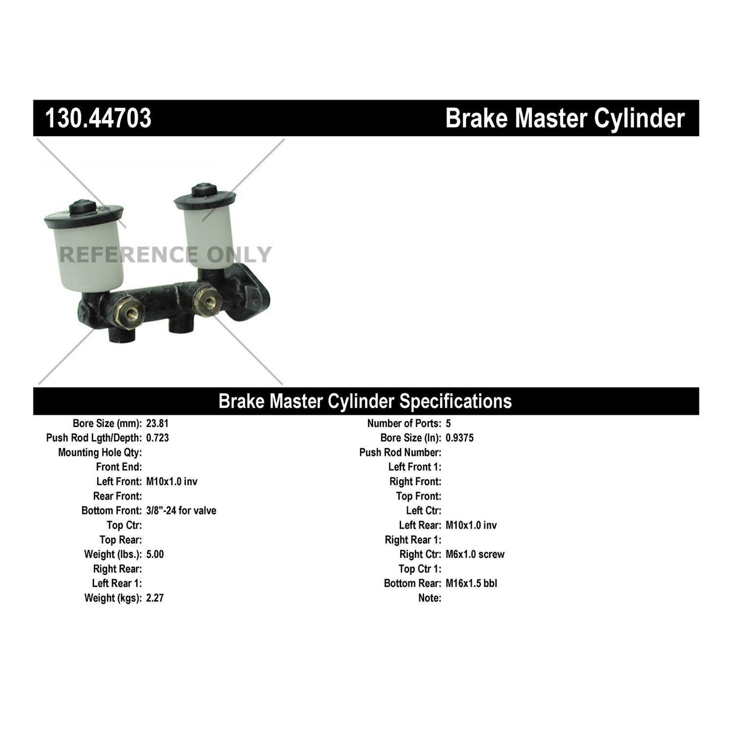 Centric Parts Premium Brake Master Cylinder 130.44703
