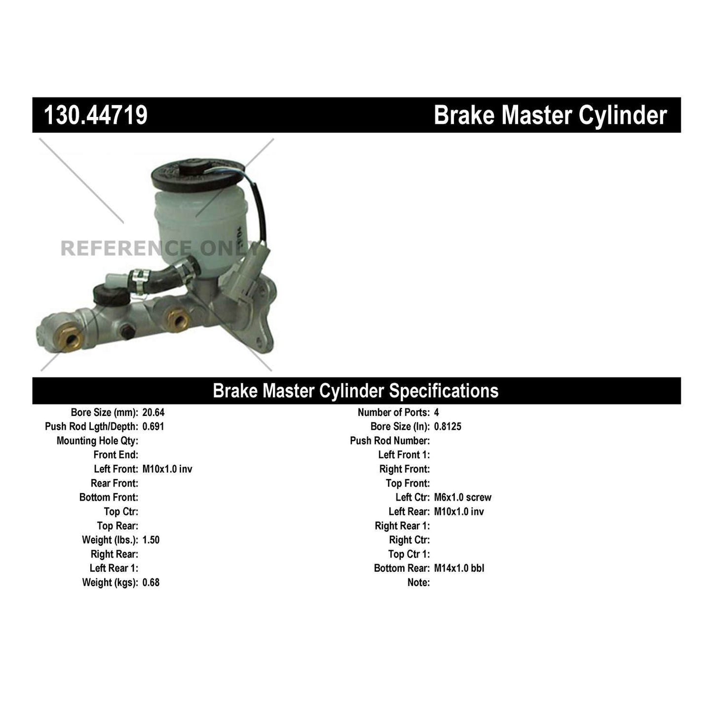 Centric Parts Brake Master Cylinder 130.44719