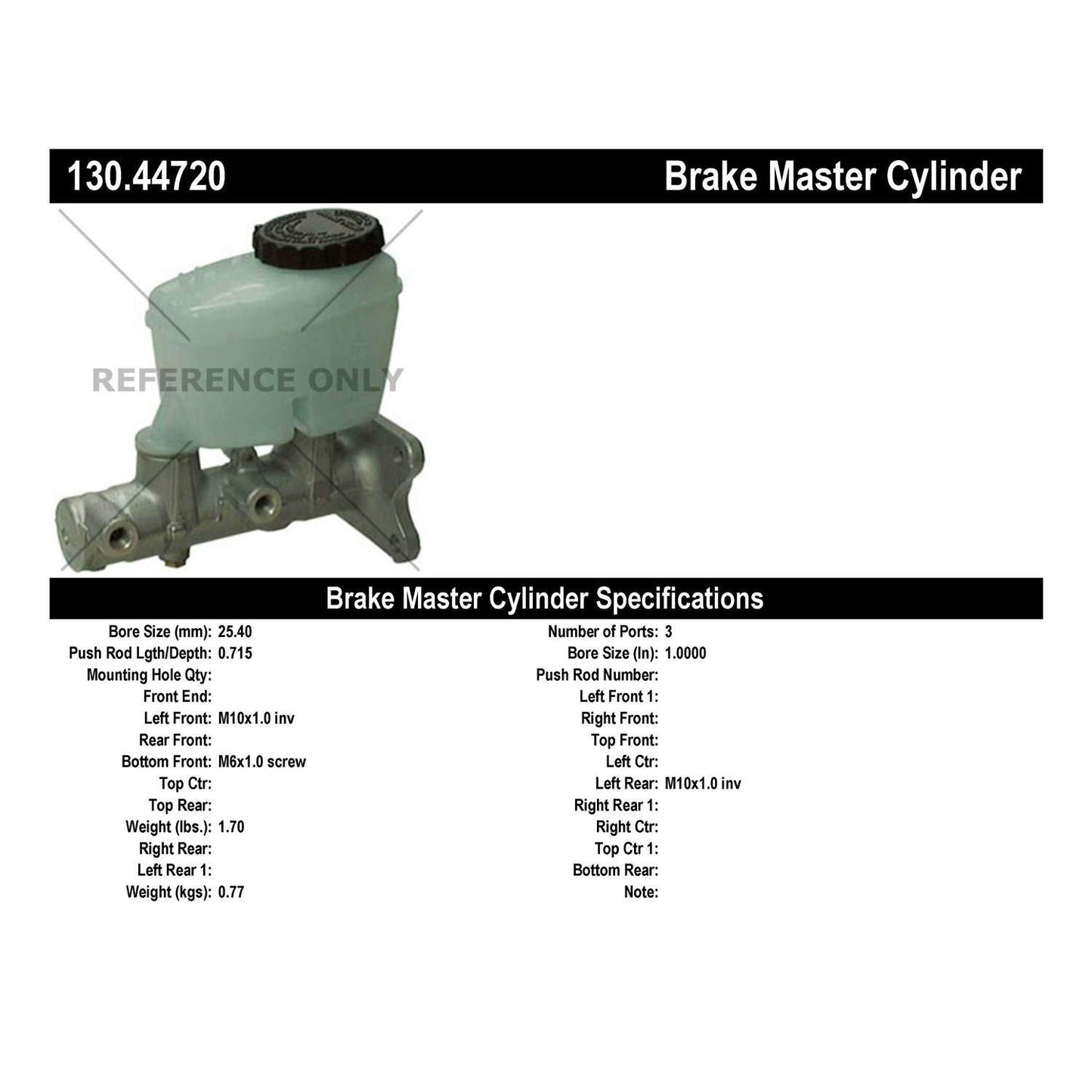Centric Parts Brake Master Cylinder 130.44720