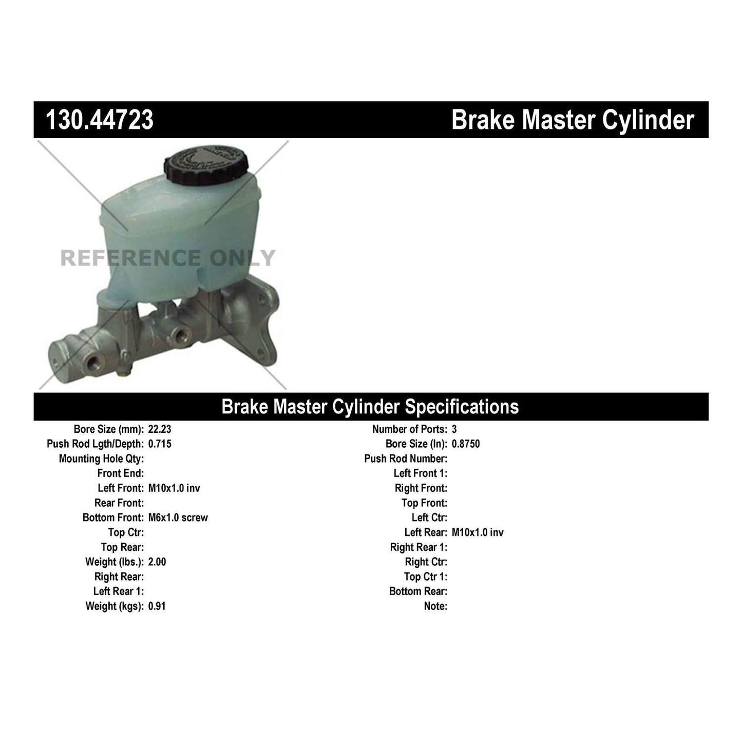 Centric Parts Brake Master Cylinder with Reservoir 130.44723