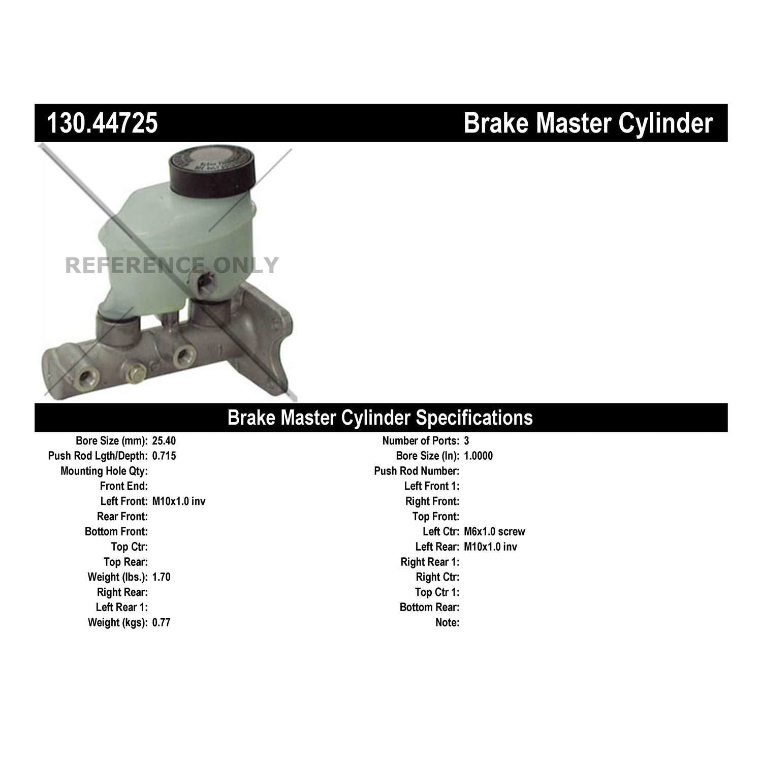 StopTech Premium Brake Master Cylinder 130.44725