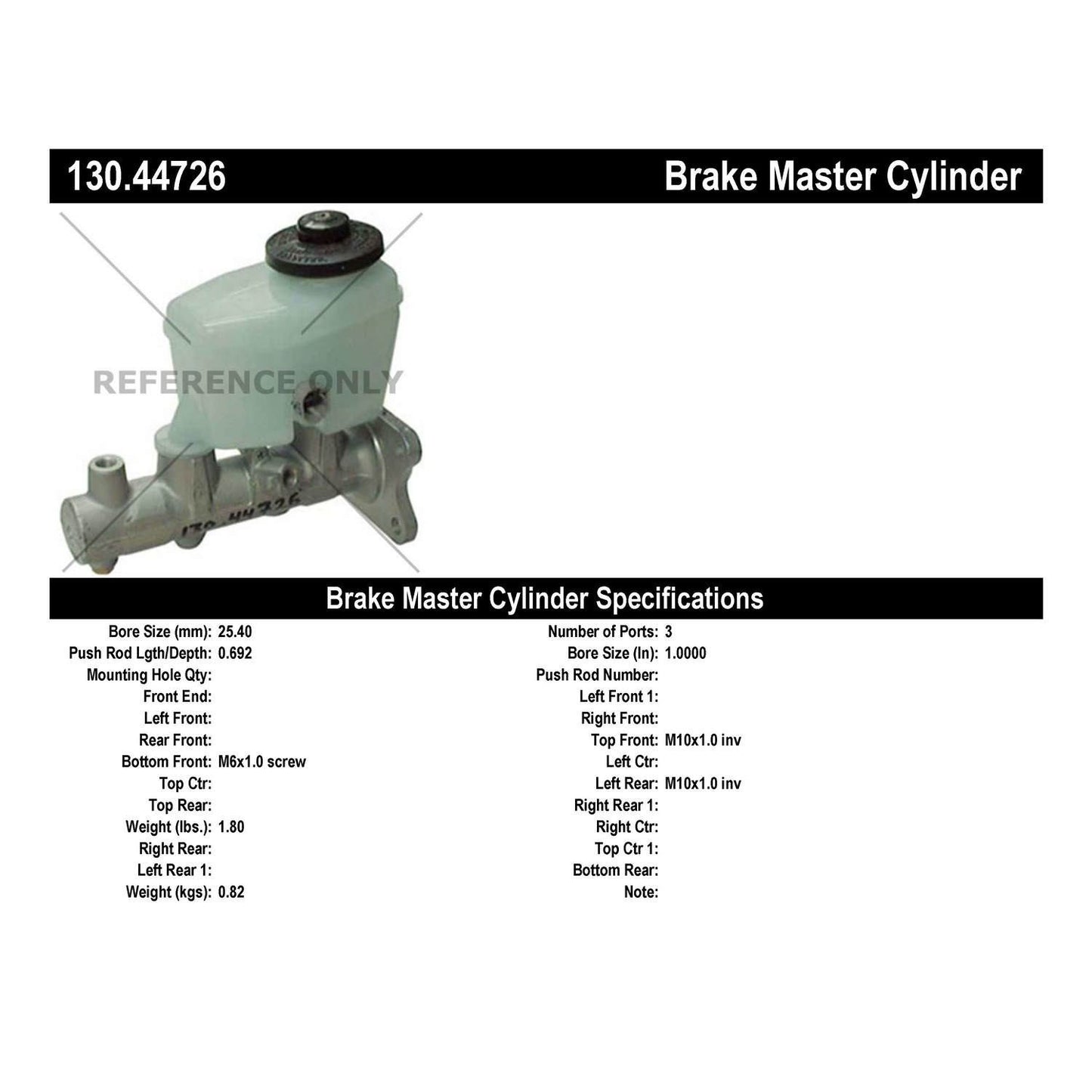 Centric Parts Premium Brake Master Cylinder 130.44726