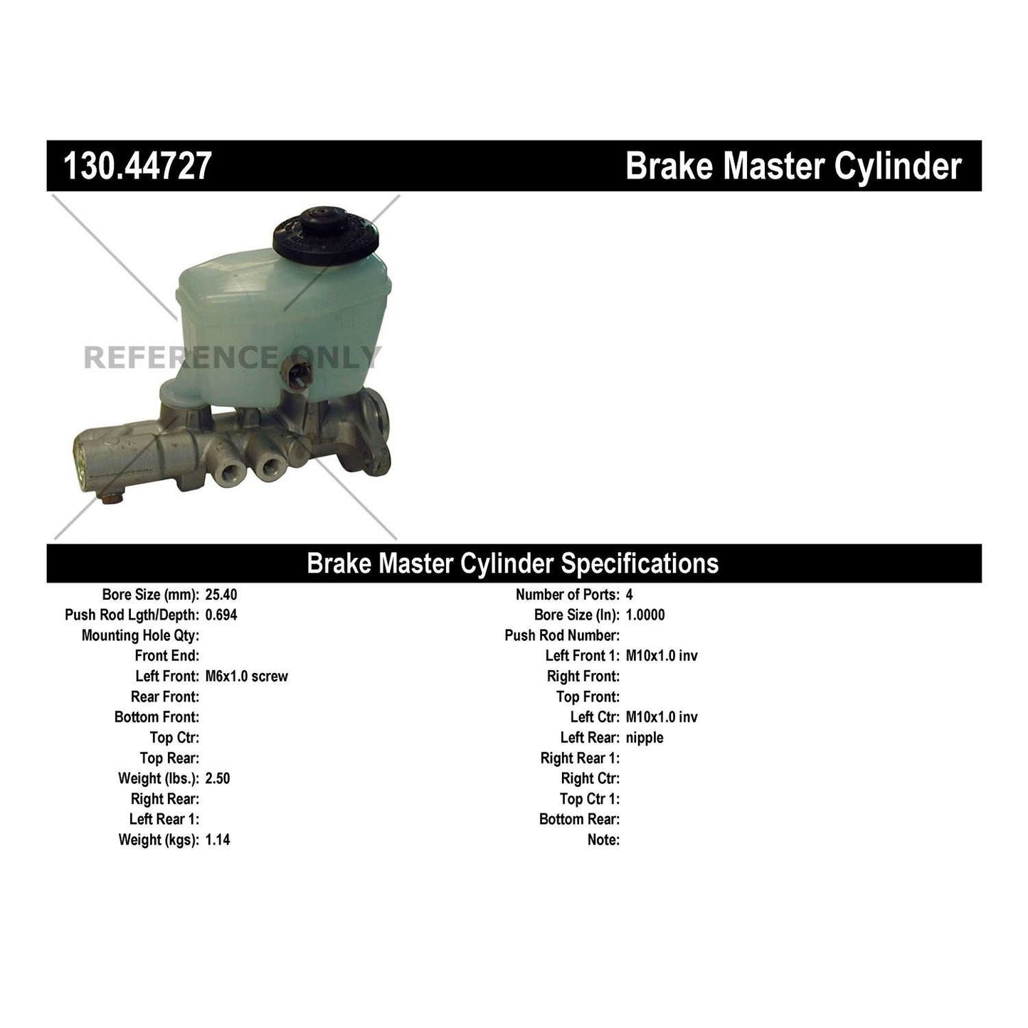 Centric Parts Premium Brake Master Cylinder 130.44727