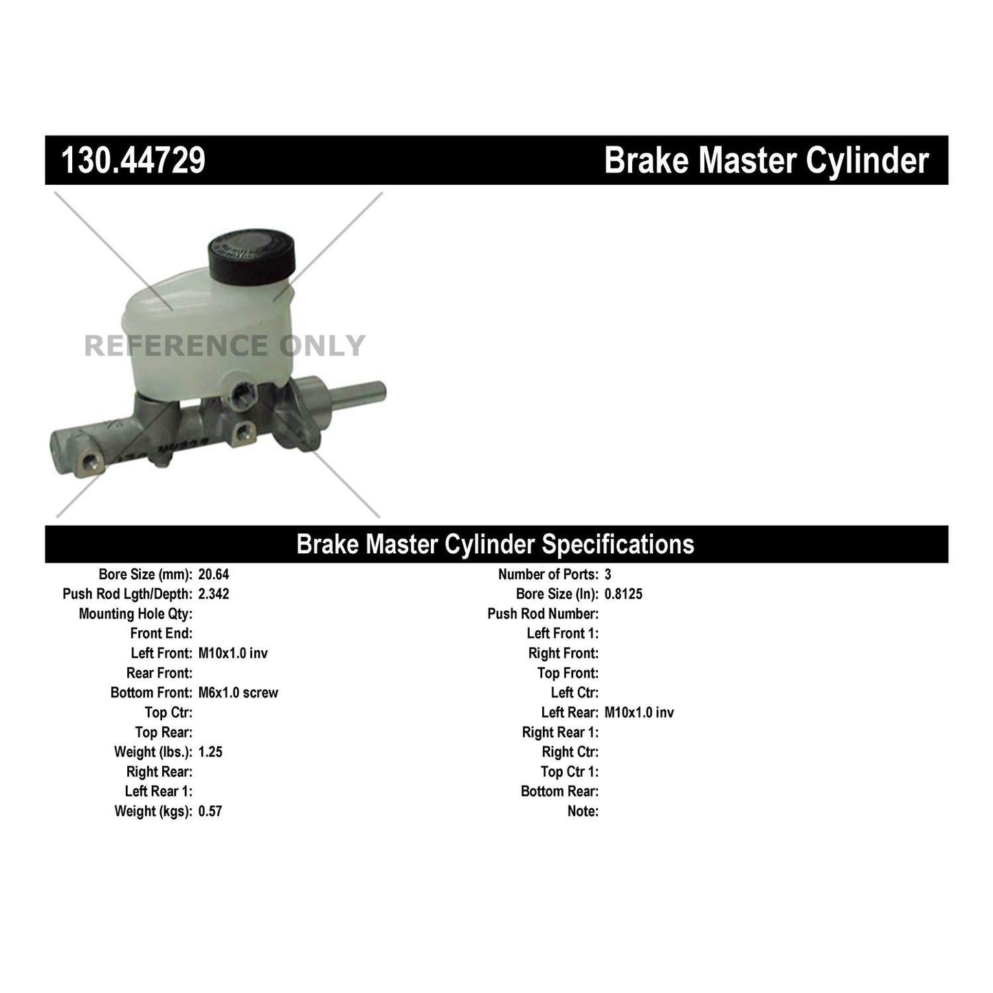 Centric Parts Brake Master Cylinder 130.44729