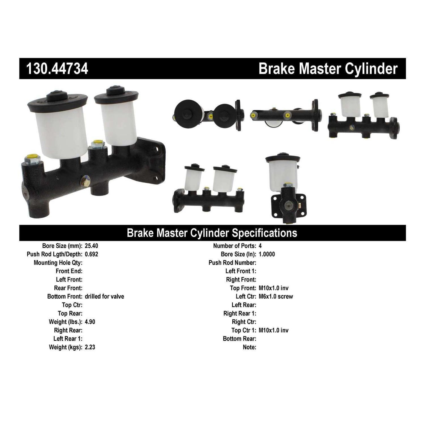 Centric Parts Brake Master Cylinder 130.44734