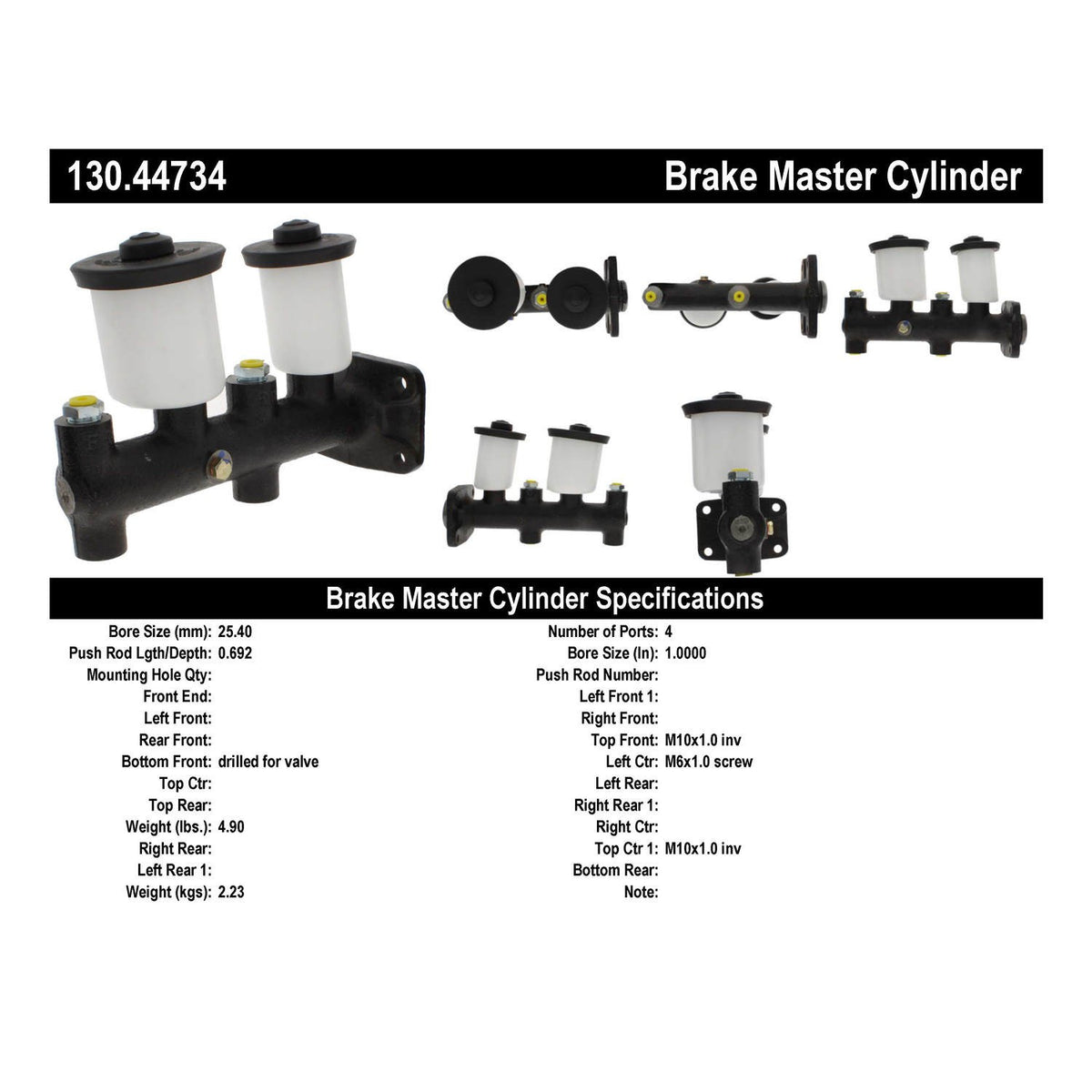 Centric Parts Brake Master Cylinder 130.44734