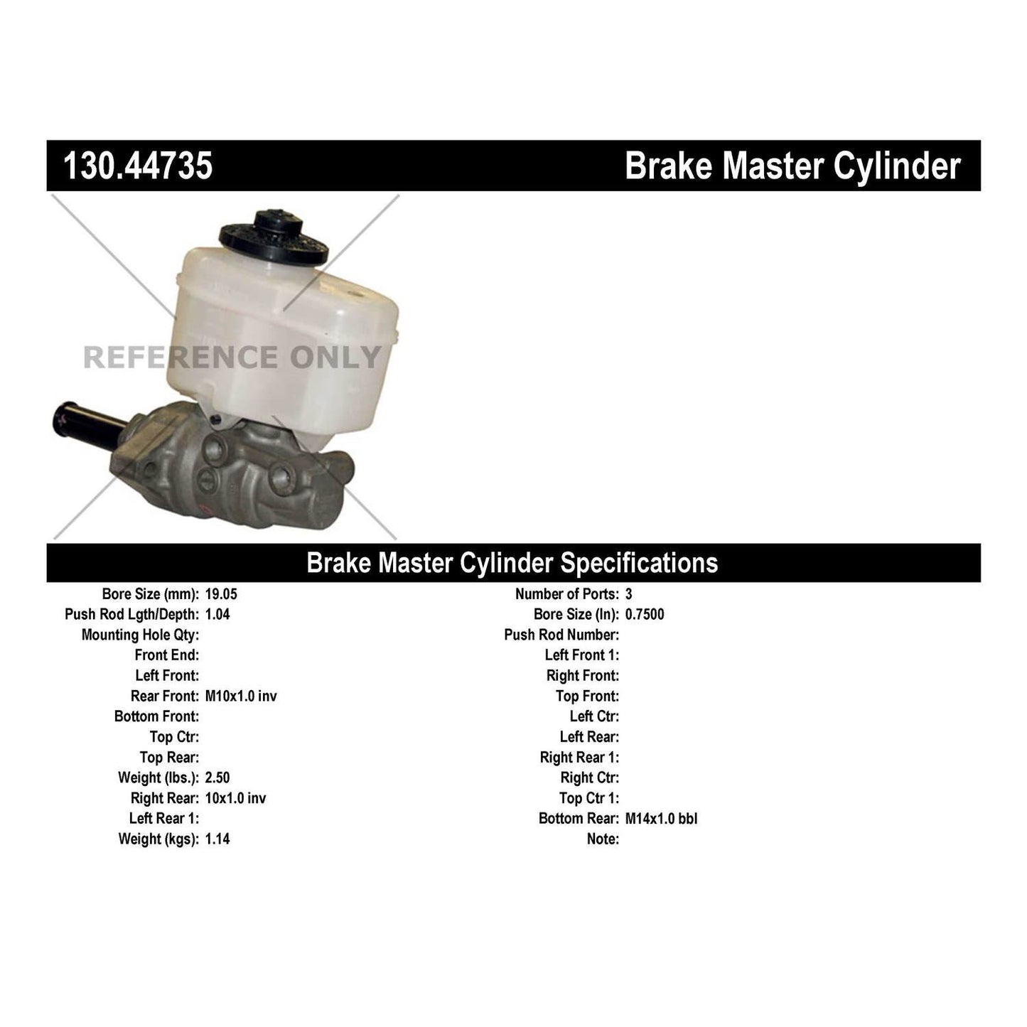 Centric Parts Brake Master Cylinder 130.44735
