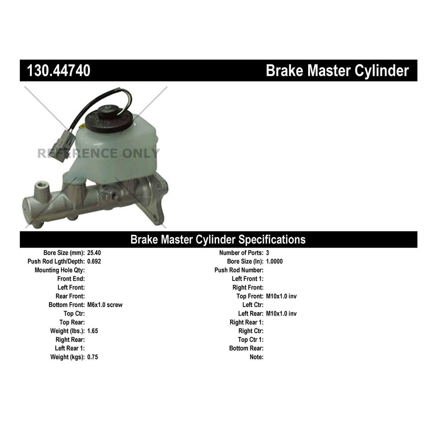 Centric Parts Brake Master Cylinder 130.44740