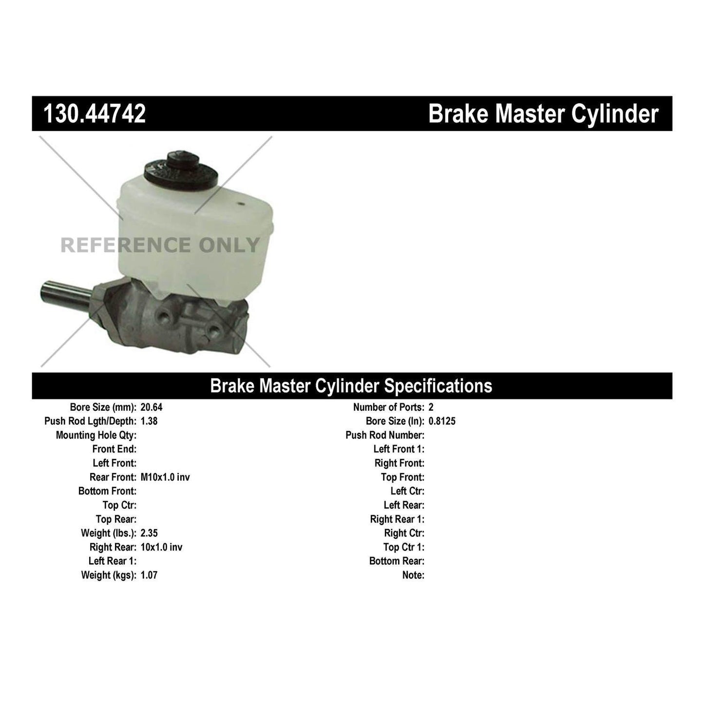 Centric Parts Brake Master Cylinder 130.44742