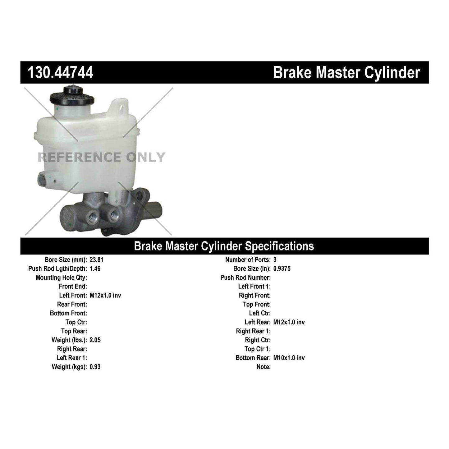 Centric Parts Brake Master Cylinder 130.44744