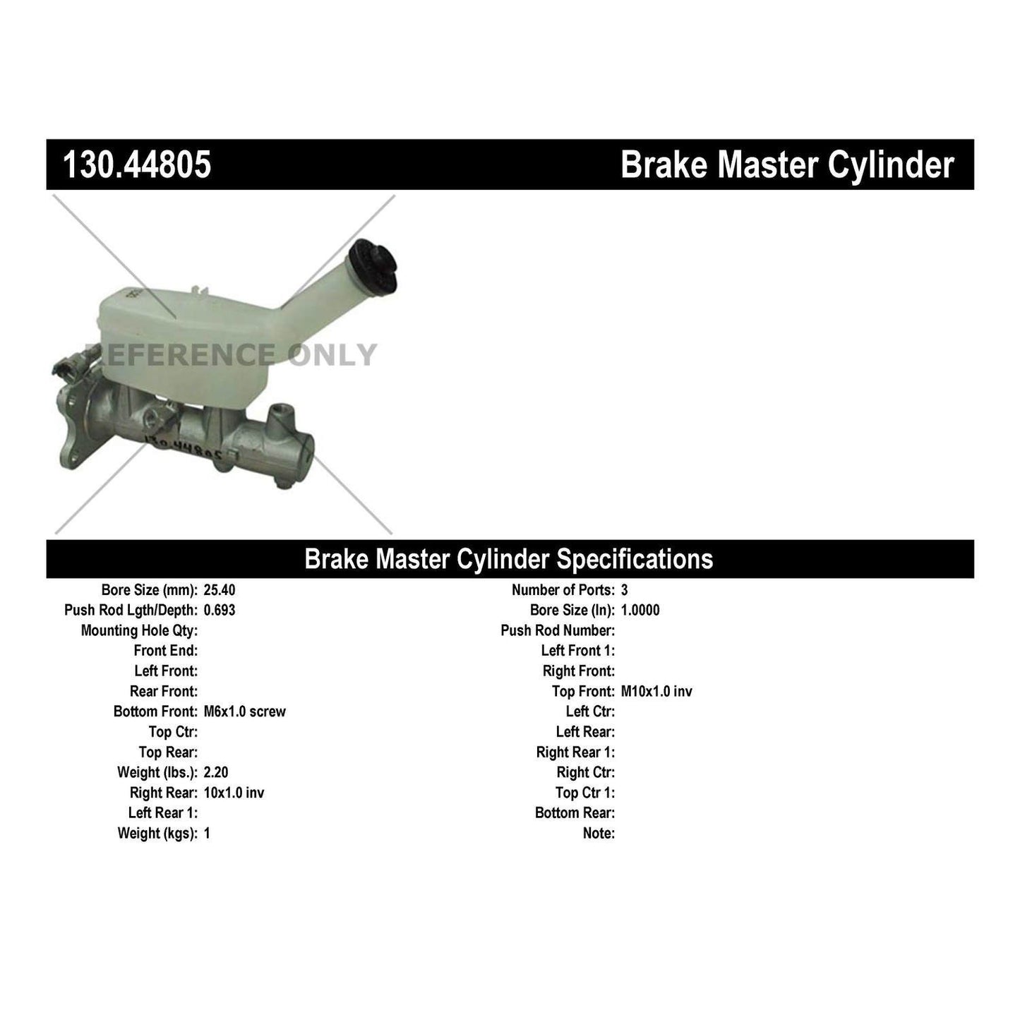 Centric Parts Brake Master Cylinder 130.44805