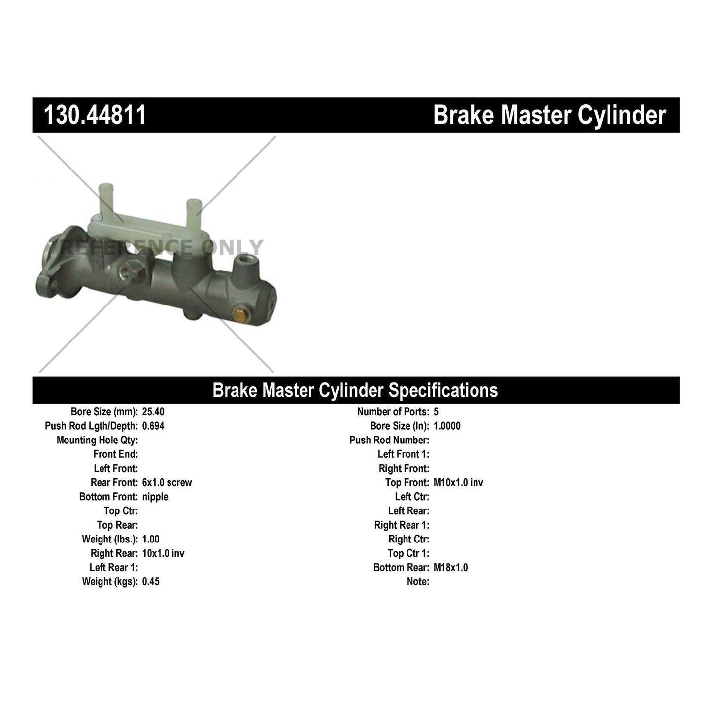 Centric Parts Brake Master Cylinder 130.44811