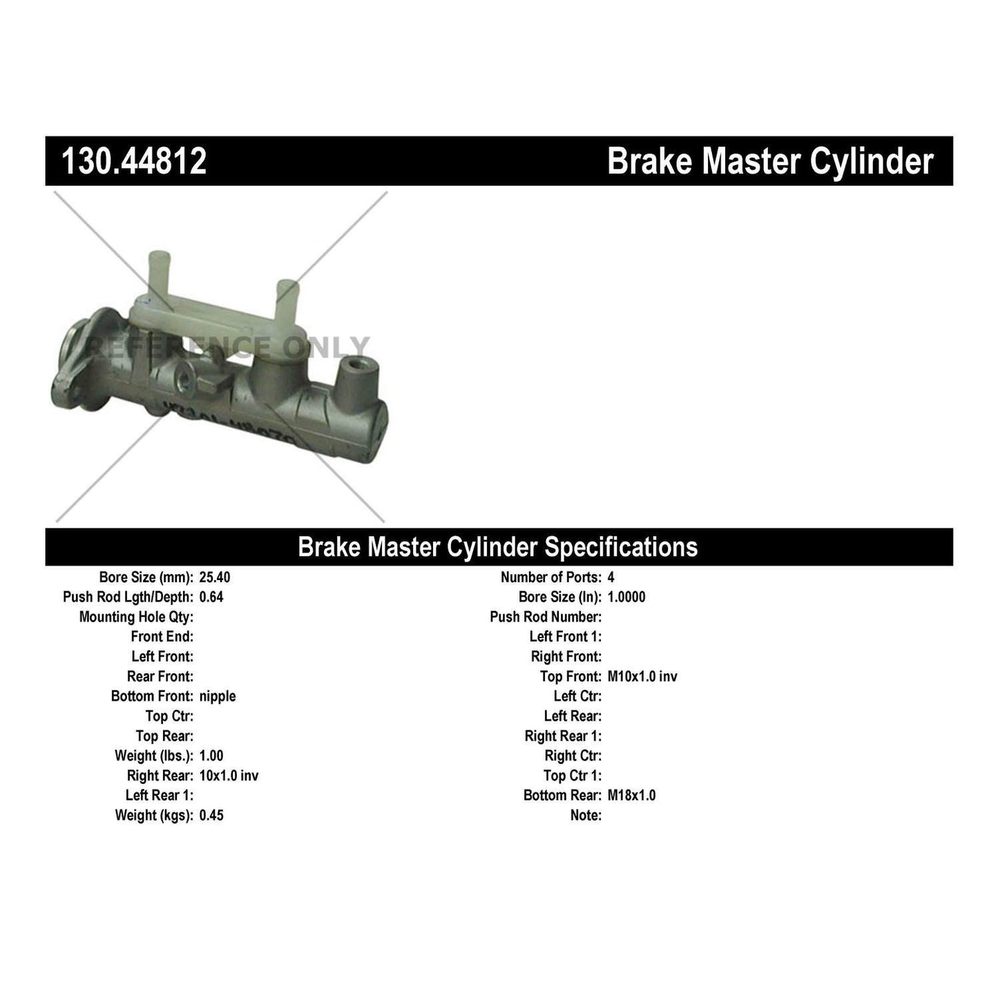 Centric Parts Premium Brake Master Cylinder 130.44812