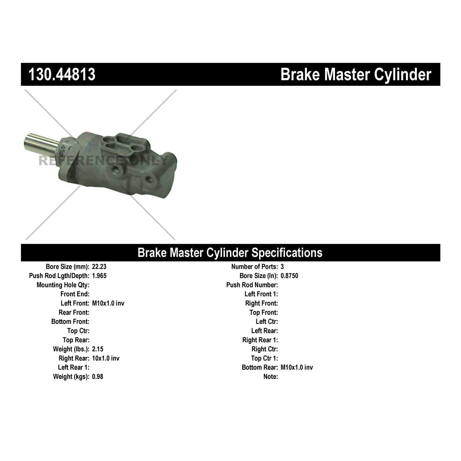 Centric Parts Premium Brake Master Cylinder 130.44813