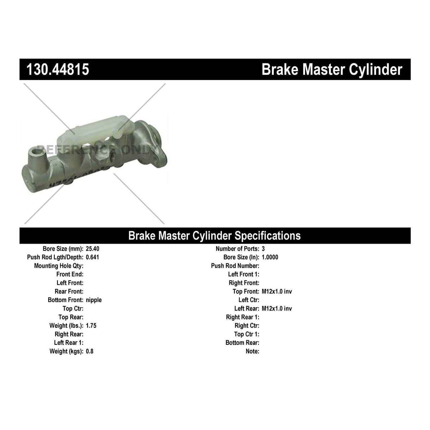 Centric Parts Brake Master Cylinder 130.44815