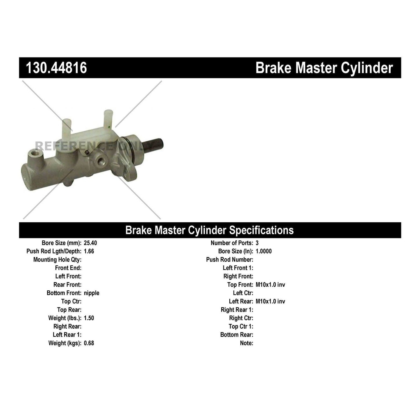 Centric Parts Premium Brake Master Cylinder 130.44816