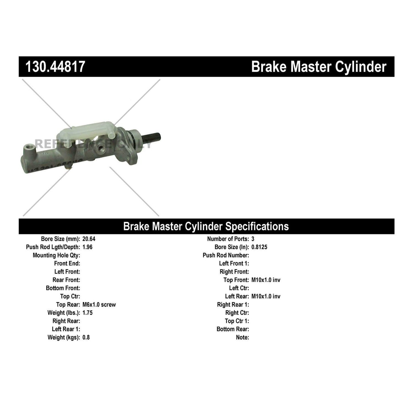 Centric Parts Brake Master Cylinder 130.44817