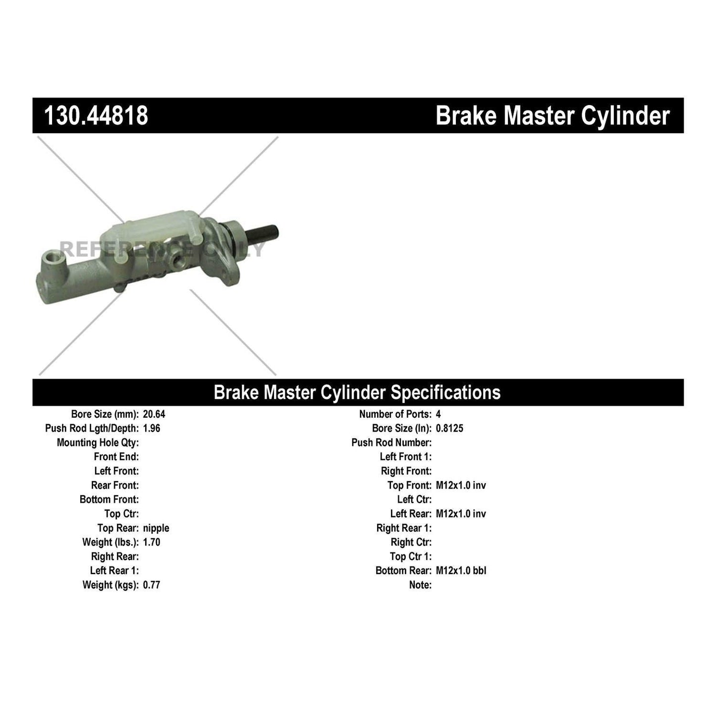 Centric Parts Premium Brake Master Cylinder 130.44818