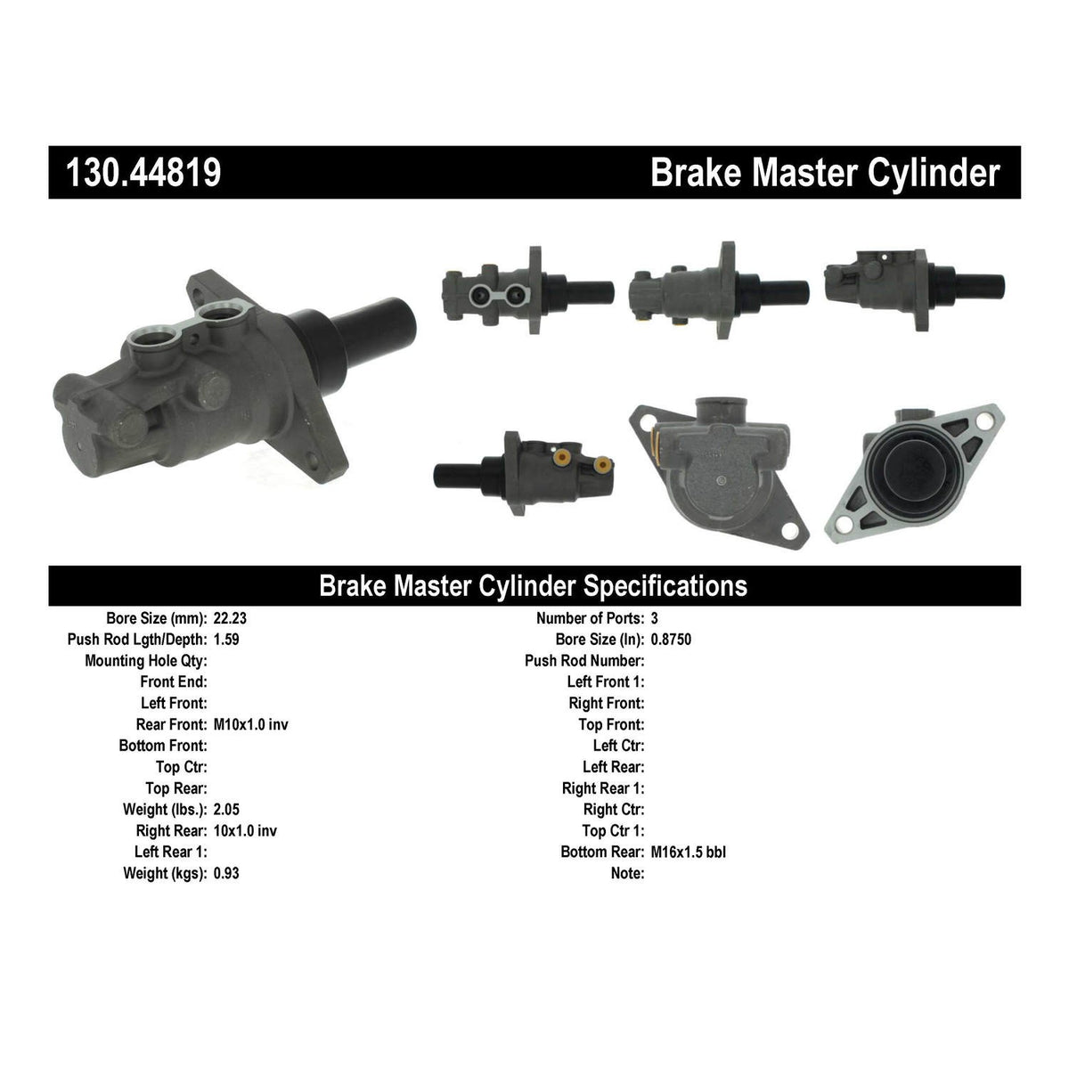Centric Parts Premium Brake Master Cylinder 130.44819