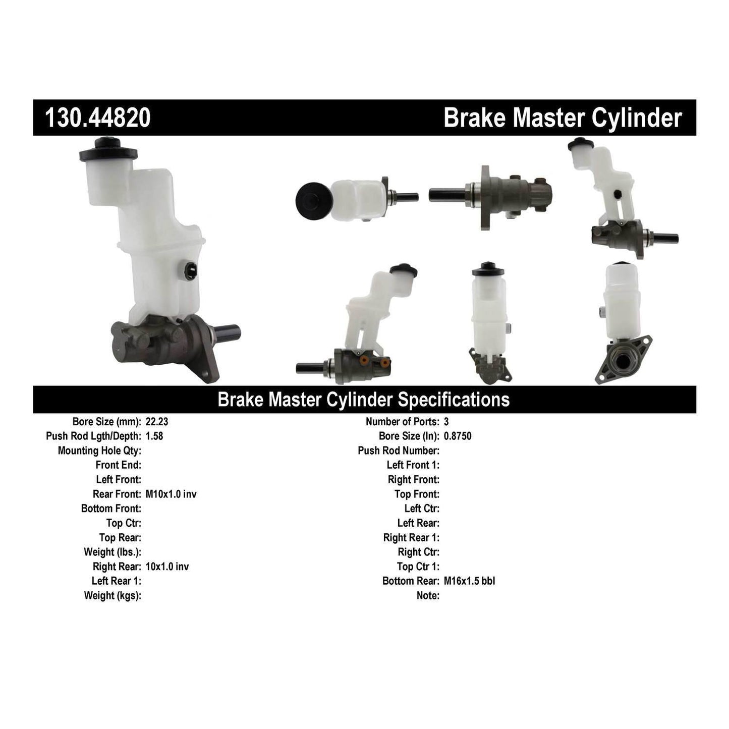 Centric Parts Brake Master Cylinder 130.44820