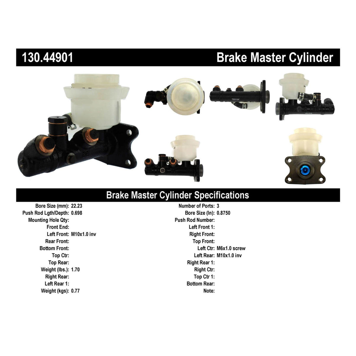 Stoptech Centric Premium Brake Master Cylinder 130.44901