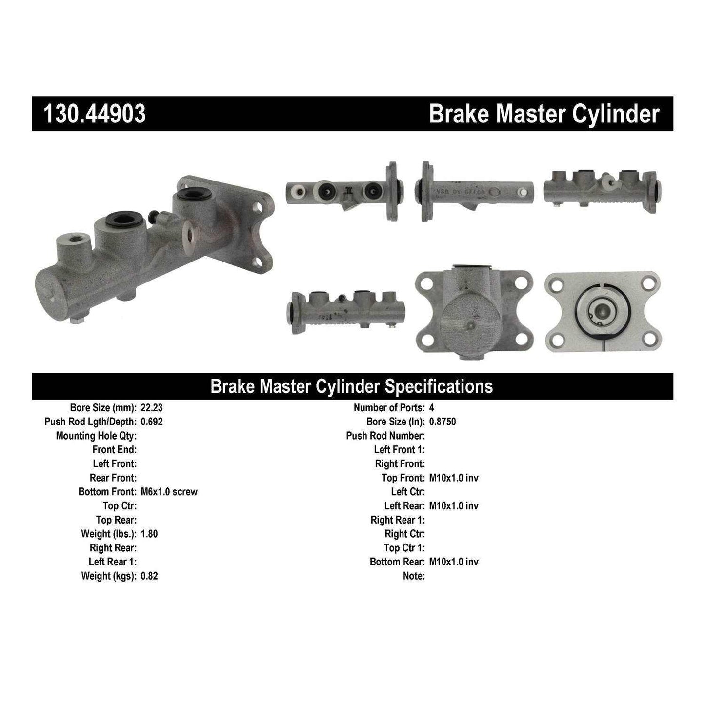 Stoptech Centric 91-95 Toyota MR2 Premium Brake Master Cylinder 130.44903