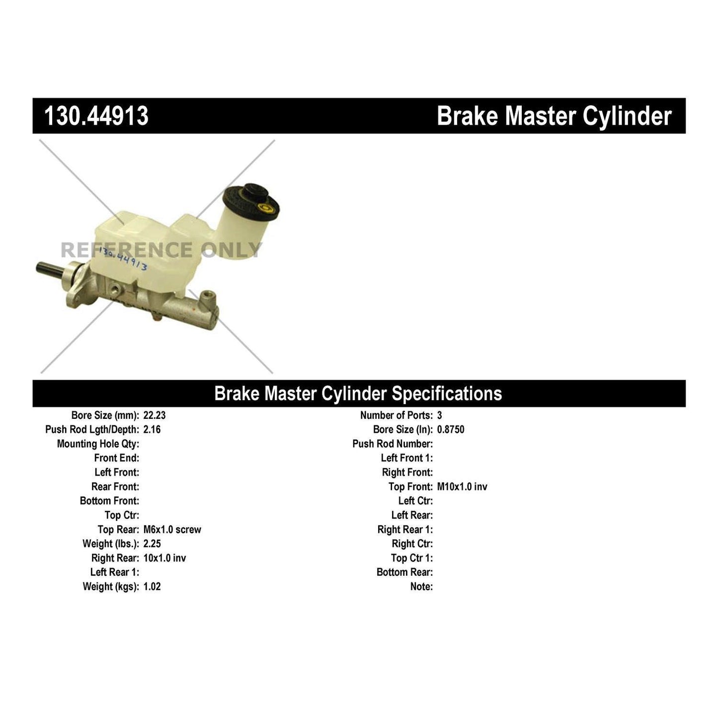 Centric Parts Brake Master Cylinder Premium for 2002-2001 Toyota RAV4 130.44913
