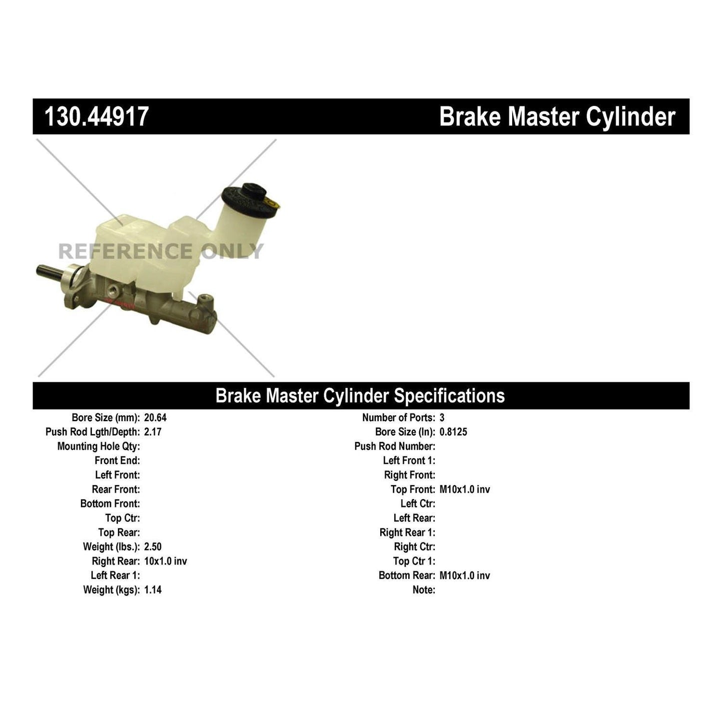 Centric Parts Premium Brake Master Cylinder 130.44917