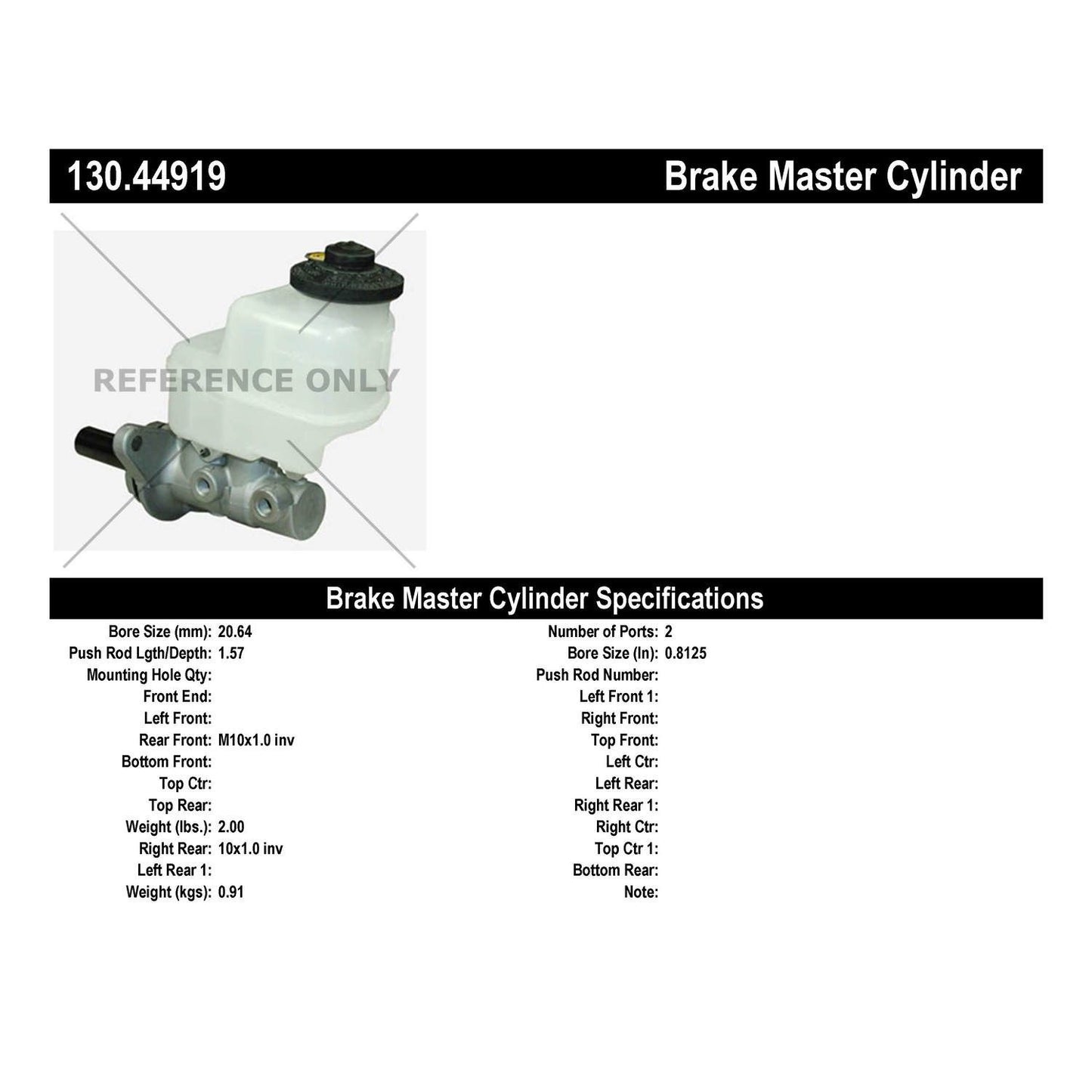 Stoptech Centric Premium Brake Master Cylinder 130.44919