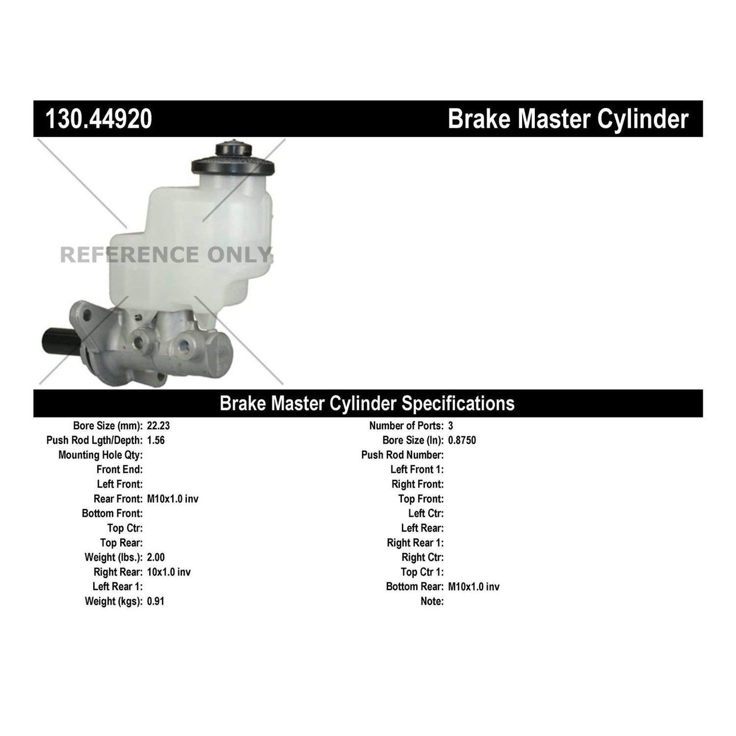 Stoptech Centric Premium Brake Master Cylinder 130.44920