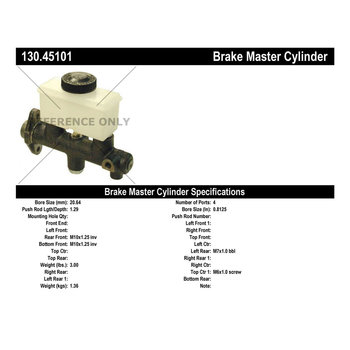 Centric Parts Premium Brake Master Cylinder 130.45101
