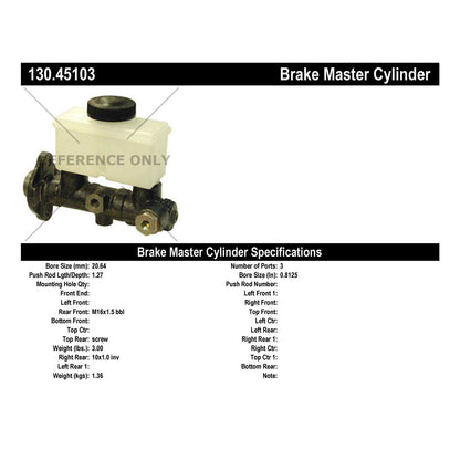 Centric Parts Brake Master Cylinder Premium with Reservoirs, Switches and Floats for 1981-1983 Mazda RX-7 130.45103