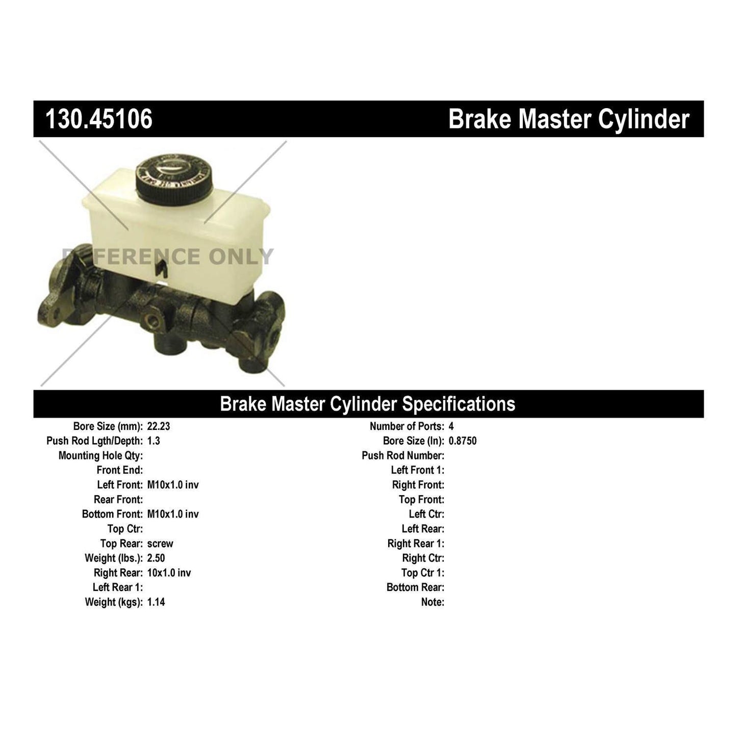 Centric Parts Brake Master Cylinder Premium for 1986-1988 Mazda RX-7 130.45106