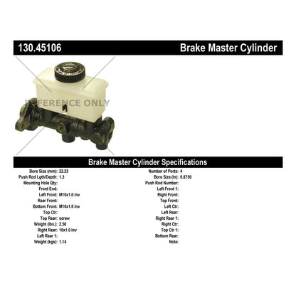 Centric Parts Brake Master Cylinder Premium for 1986-1988 Mazda RX-7 130.45106