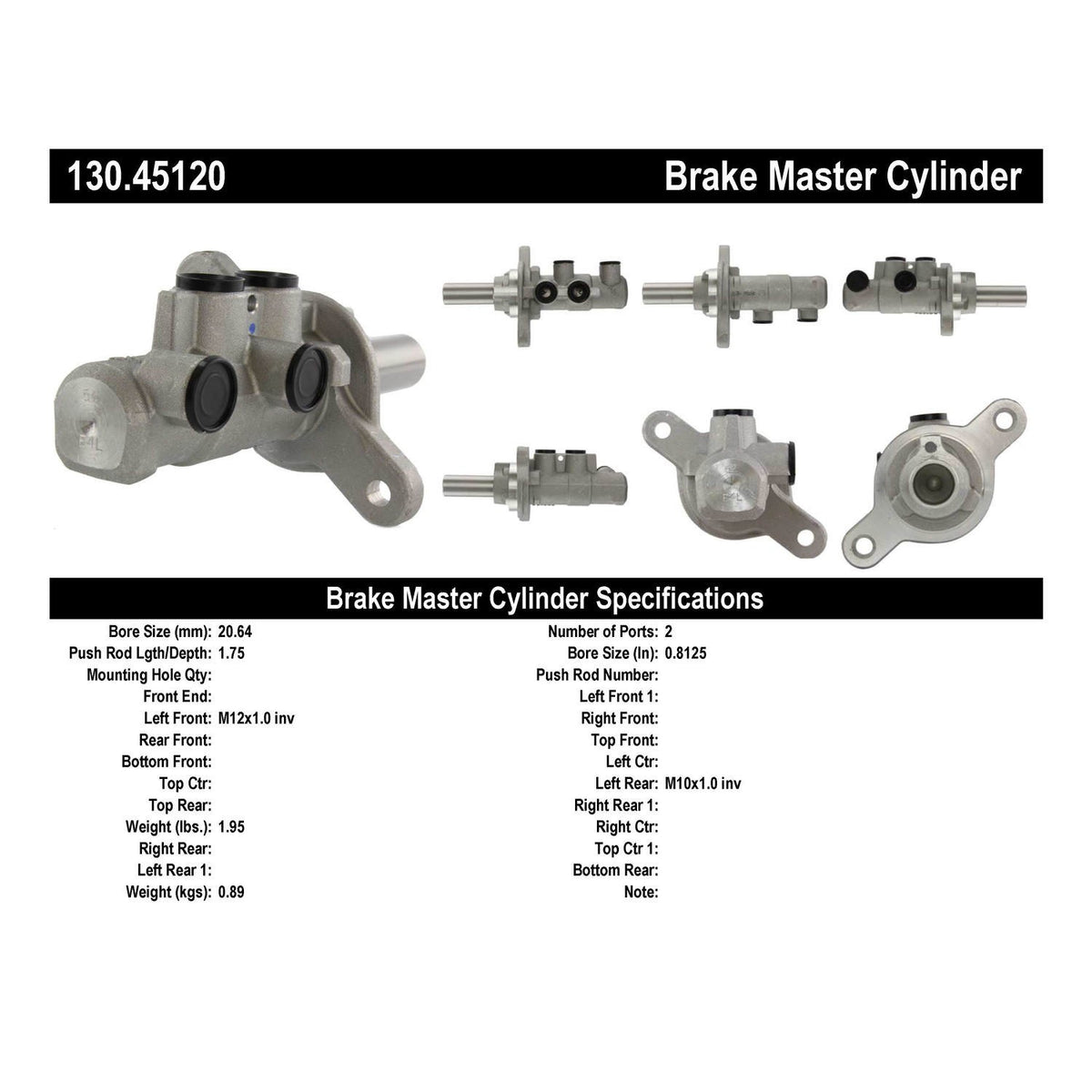 Centric Parts Premium Brake Master Cylinder 130.45120
