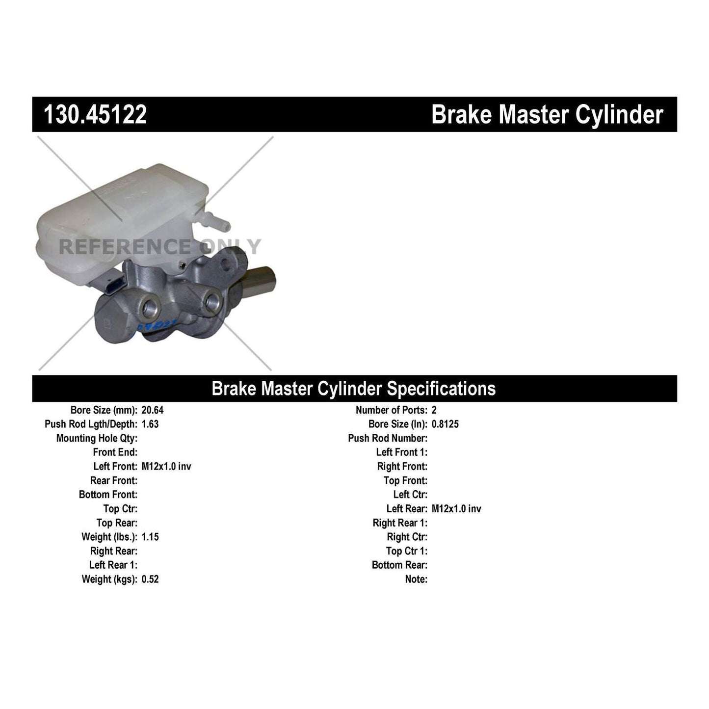 Centric Parts Brake Master Cylinder Premium for 2011-2013 Mazda 2 130.45122
